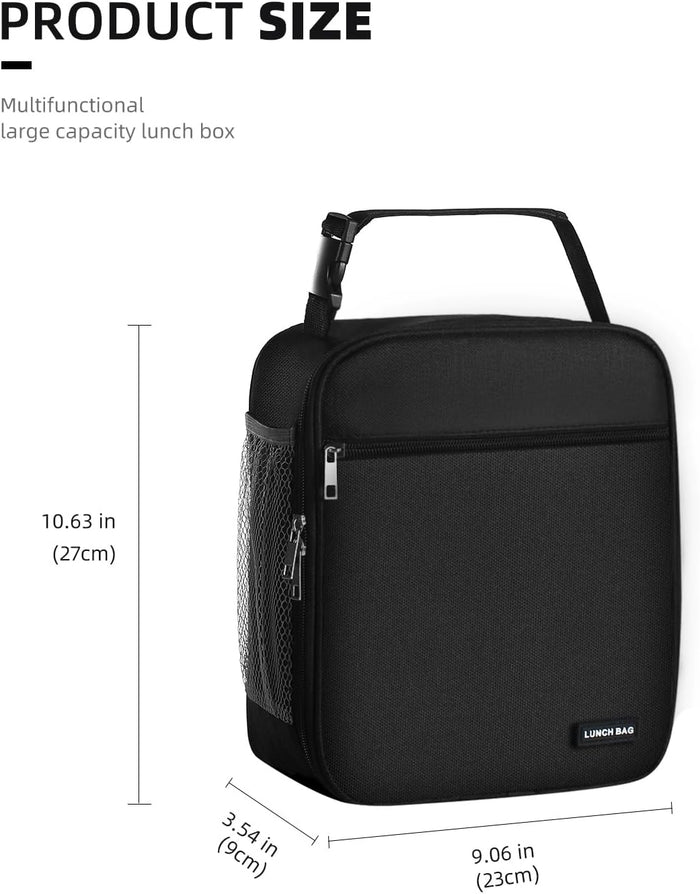 Lovoeo Lunch box Lunch bag for men women Insulated Lunchbox Lunch bags for Work Picnic Travel (Black)