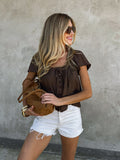 Luciana Lace Blouse in Chocolate - Stitch And Feather