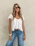 Luciana Lace Blouse in White - Stitch And Feather