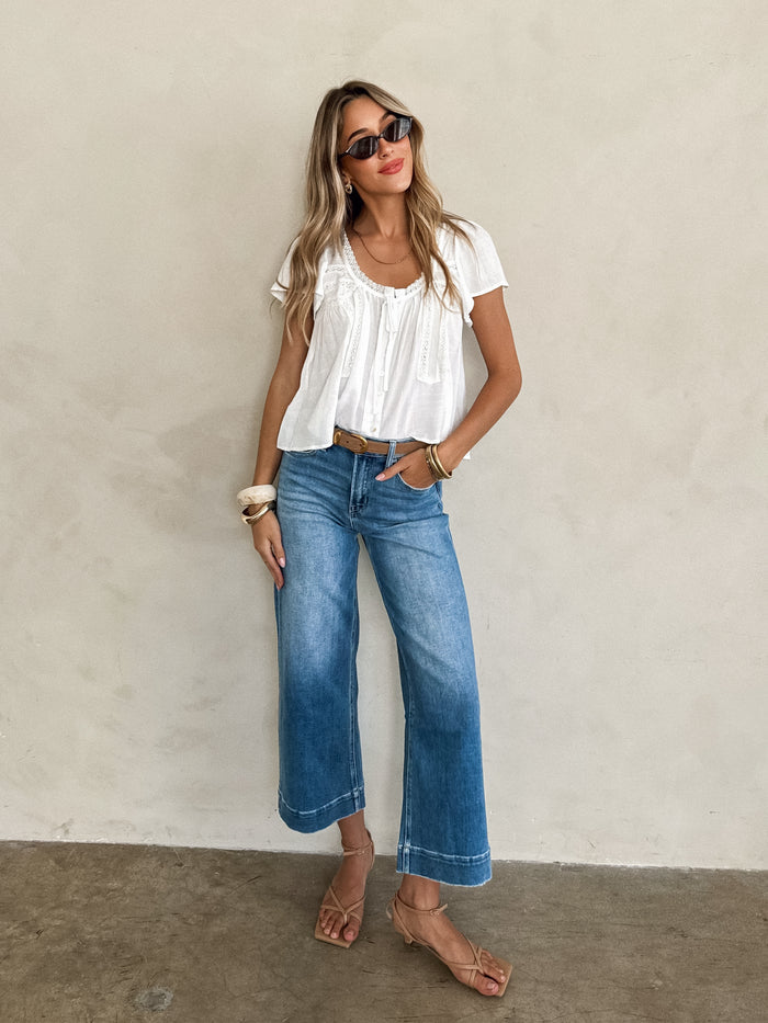Luciana Lace Blouse in White - Stitch And Feather