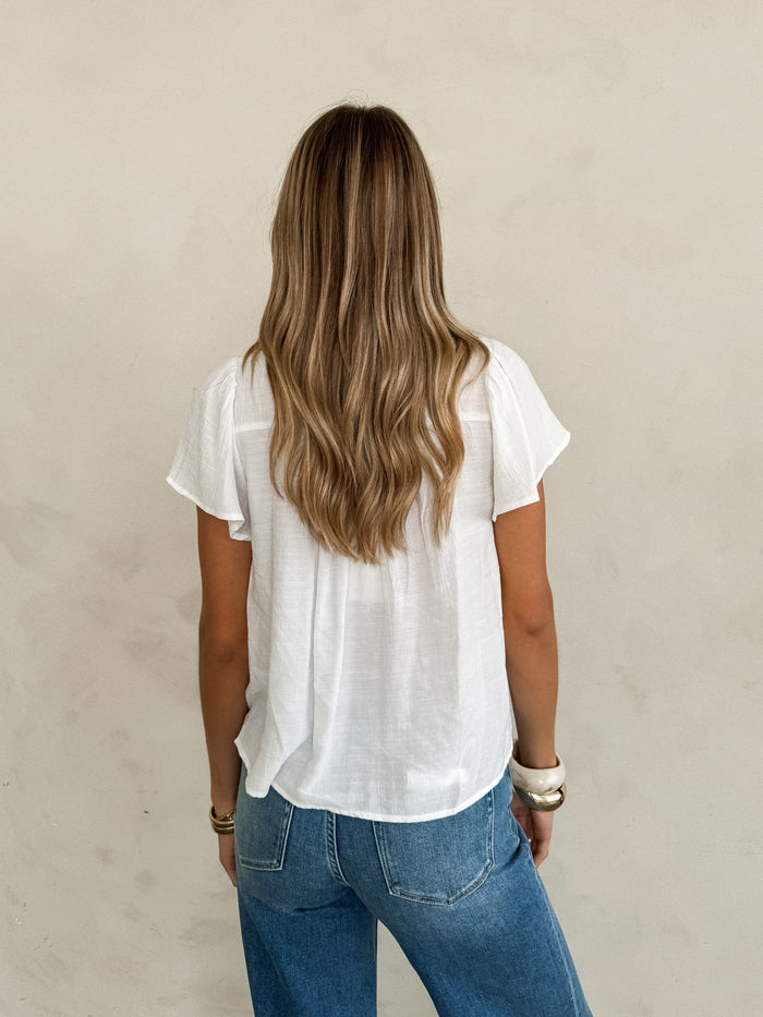 Luciana Lace Blouse in White - Stitch And Feather