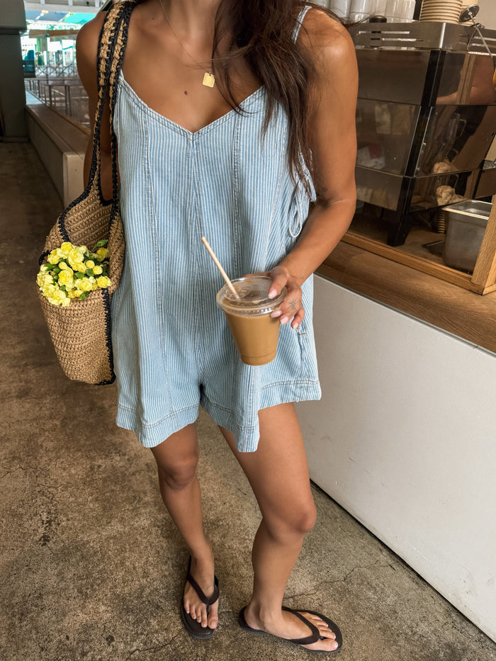 Luma Pinstripe Romper - Stitch And Feather