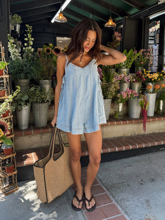 Luma Pinstripe Romper - Stitch And Feather