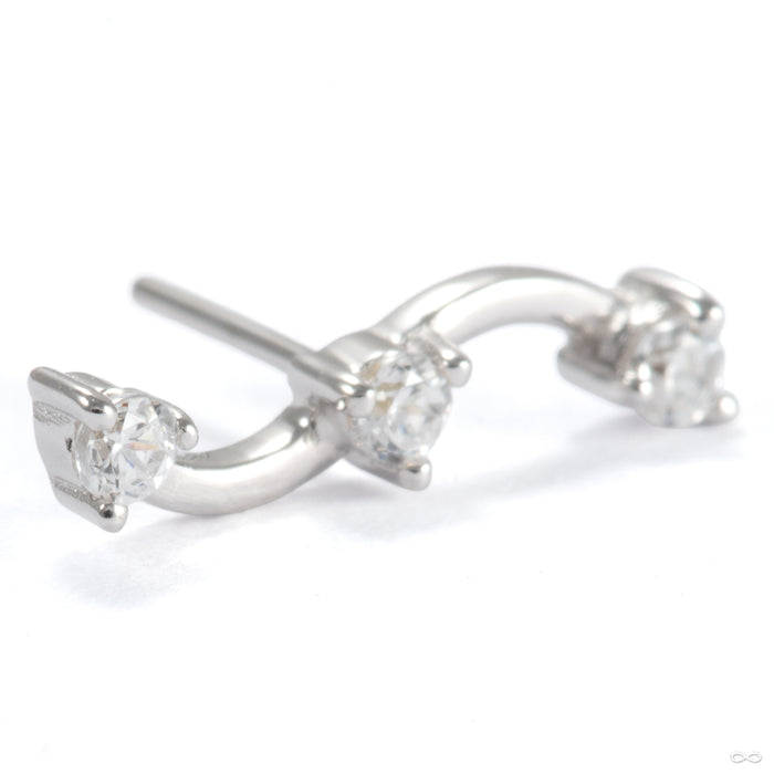 Lumen Press-fit End in 14k White Gold with Clear CZ from Ember Body Jewelry