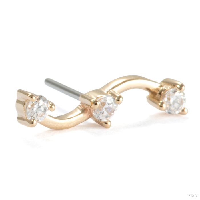 Lumen Press-fit End in 14k Yellow Gold with Clear CZ from Ember Body Jewelry