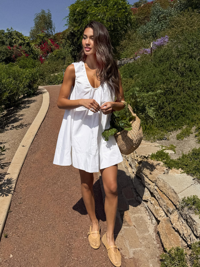 Lunelle Mini Dress in White - Stitch And Feather
