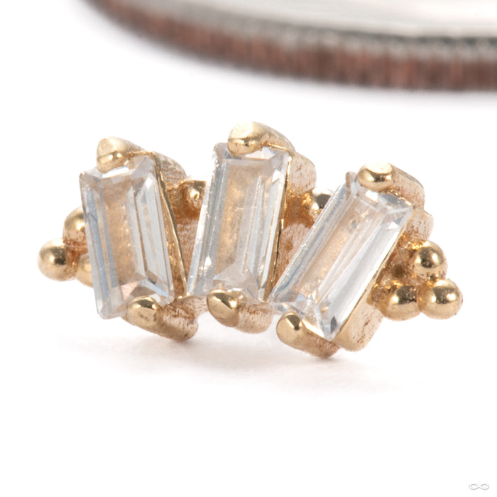 Lunette Press-fit End in 14k Yellow Gold with Clear CZ from Tawapa
