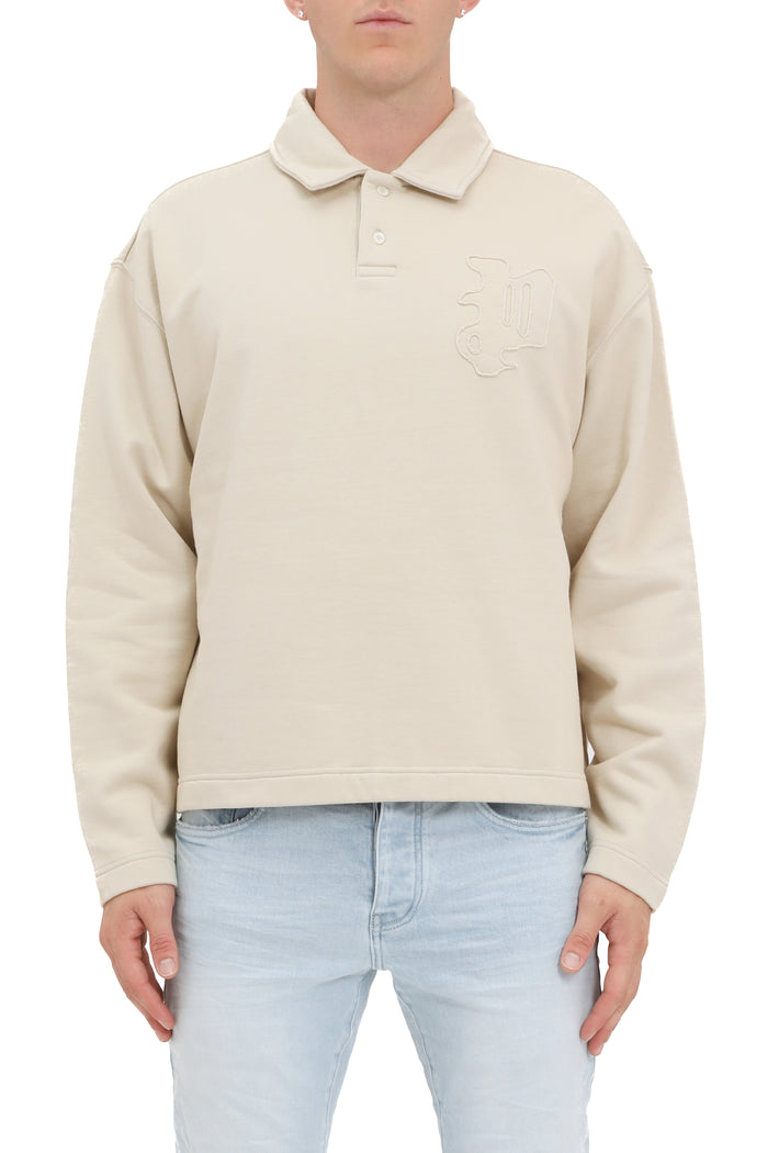 M1073-MFPP425 regular fit midweight fleece with applique design in white label collection