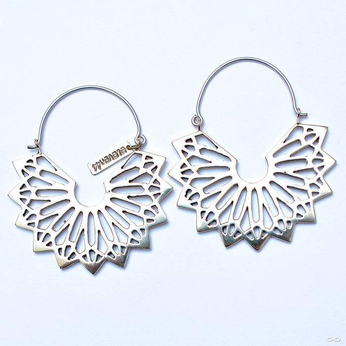 Mandala Hoop Earrings from Eleven44 in White Brass