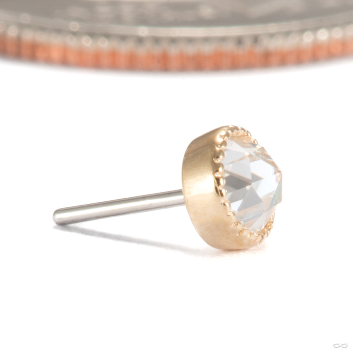 Marceline Press-fit End in 14k Yellow Gold with Moissanite from Ember Body Jewelry side detail