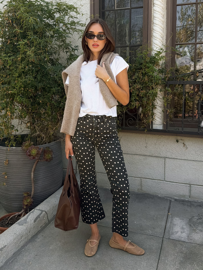 Marguerite Crop Flare Jeans in Polka Dot - Stitch And Feather