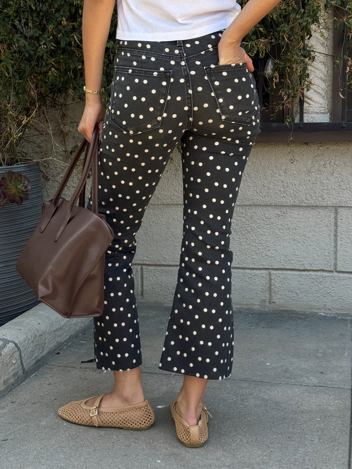 Marguerite Crop Flare Jeans in Polka Dot - Stitch And Feather