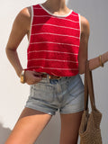 Marielle Stripe Knit Top in Red - Stitch And Feather