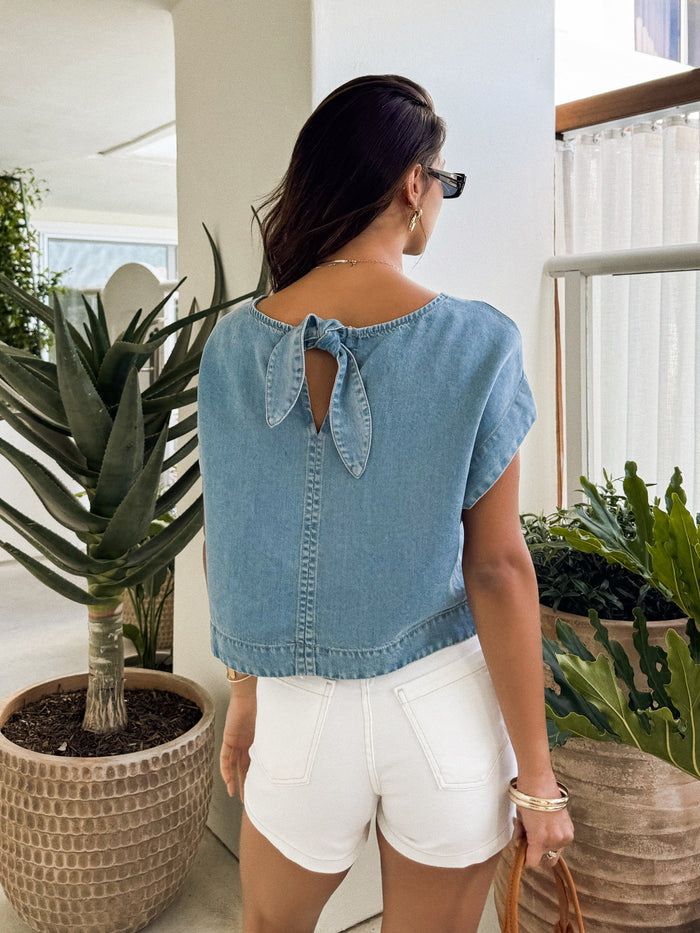 Marley Denim Shorts in White - Stitch And Feather