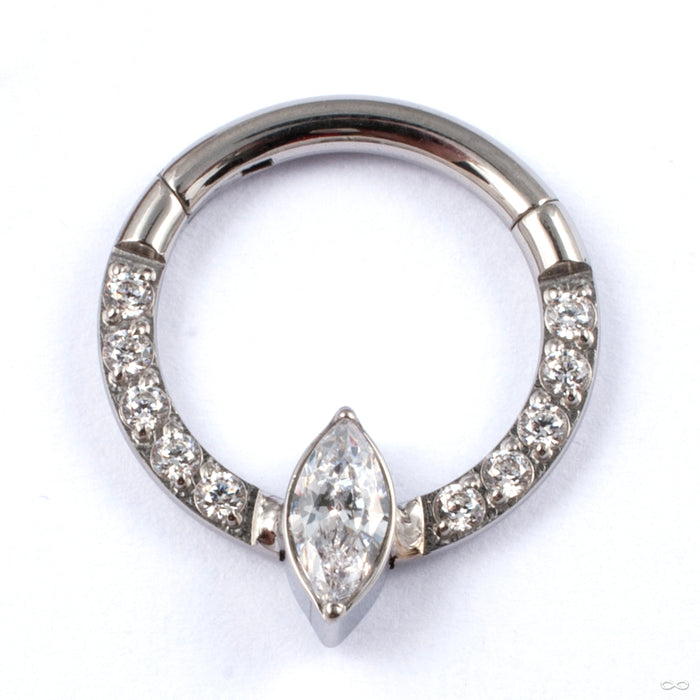 Marquee Captive Gem Clicker in Titanium from Diablo Organics with clear cz
