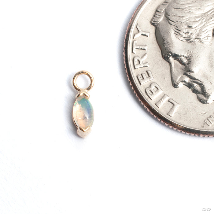 16g (1.2mm) / 14k Yellow Gold / White Opal