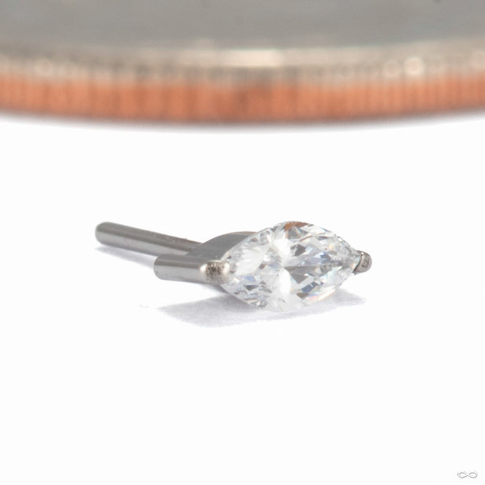 Marquise Press-fit End in Titanium with Clear CZ 3mm from Diablo Organics