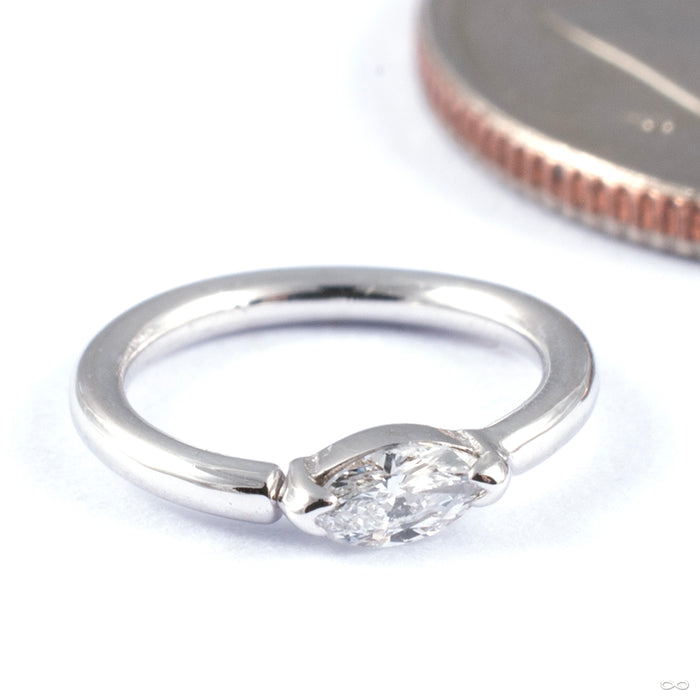 Marquise V Prong Seam Ring in Gold from BVLA in white gold with diamond
