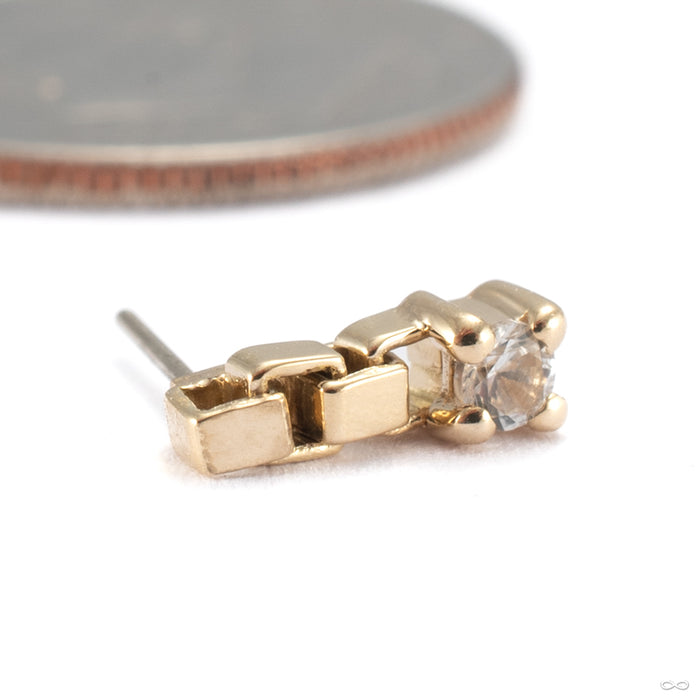 Mega Bada Bitty Press-fit End in 14k Yellow Gold with White Sapphire from Pupil Hall