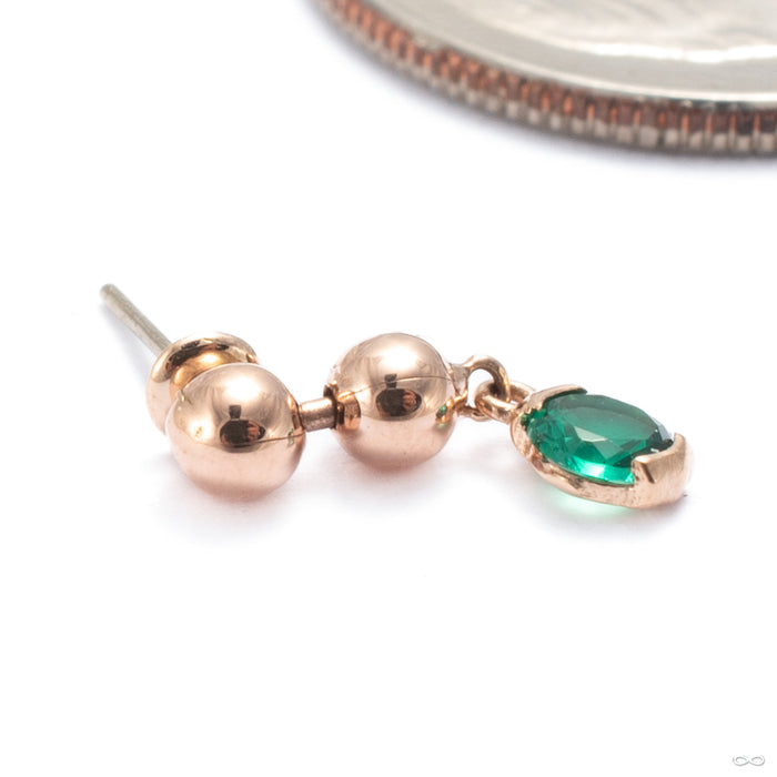 Mega Two Faced Press-fit End in 14k Rose Gold with Green Zircon from Pupil Hall