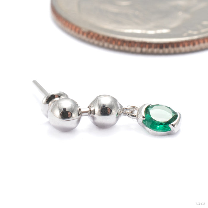 Mega Two Faced Press-fit End in 14k White Gold with Green Zircon from Pupil Hall