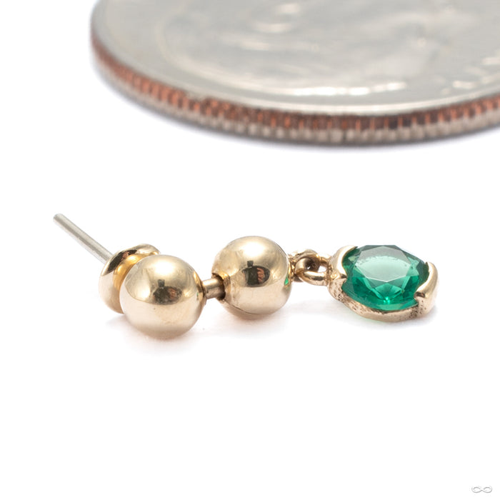 Mega Two Faced Press-fit End in 14k Yellow Gold with Green Zircon from Pupil Hall
