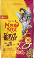 Meow Mix Gravy Bursts, Savory Chicken Flavor Mix, Gravy Filled Dry Cat Food, 3 lb. Bag