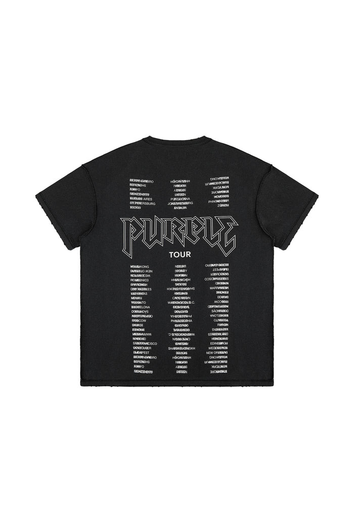 Metal Back Tee in black with Purple Brand lettering on the left chest, regular fit.