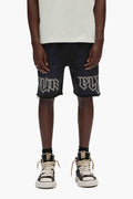Black fleece Metal Shorts with pull-on stretch waist, side zippers, and raw hem.