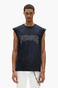Black Metal Tank Top with Purple Brand crackle print, available in multiple sizes.