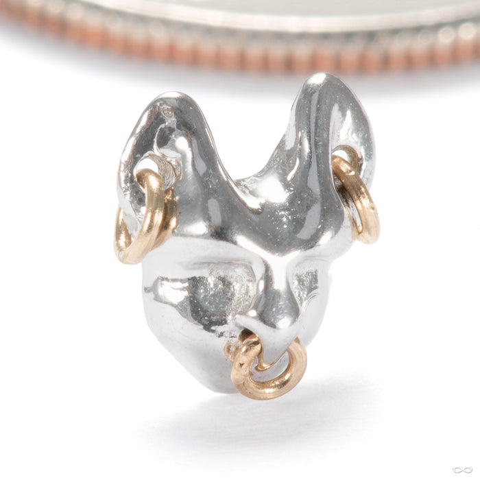 Mew Mew Press-fit End in 14k White Gold with 14k Yellow Gold Rings from Pupil Hall