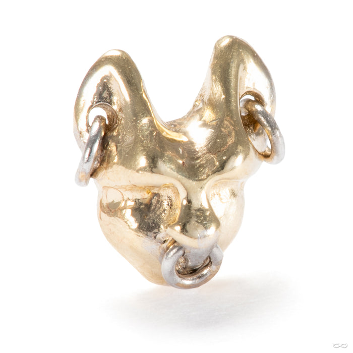 Mew Mew Press-fit End in 14k Yellow Gold with 14k White Gold Rings from Pupil Hall