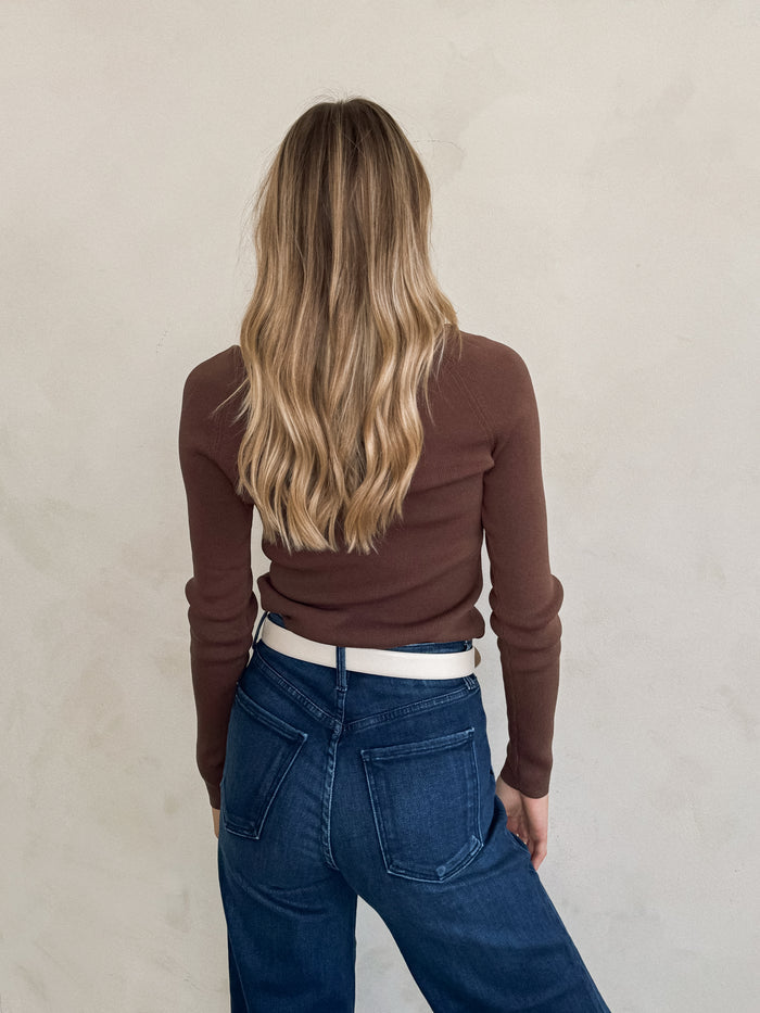 Mia Long Sleeve Knit Top in Brown - Final Sale - Stitch And Feather