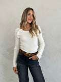 Mia Long Sleeve Knit Top in Cream - Final Sale - Stitch And Feather