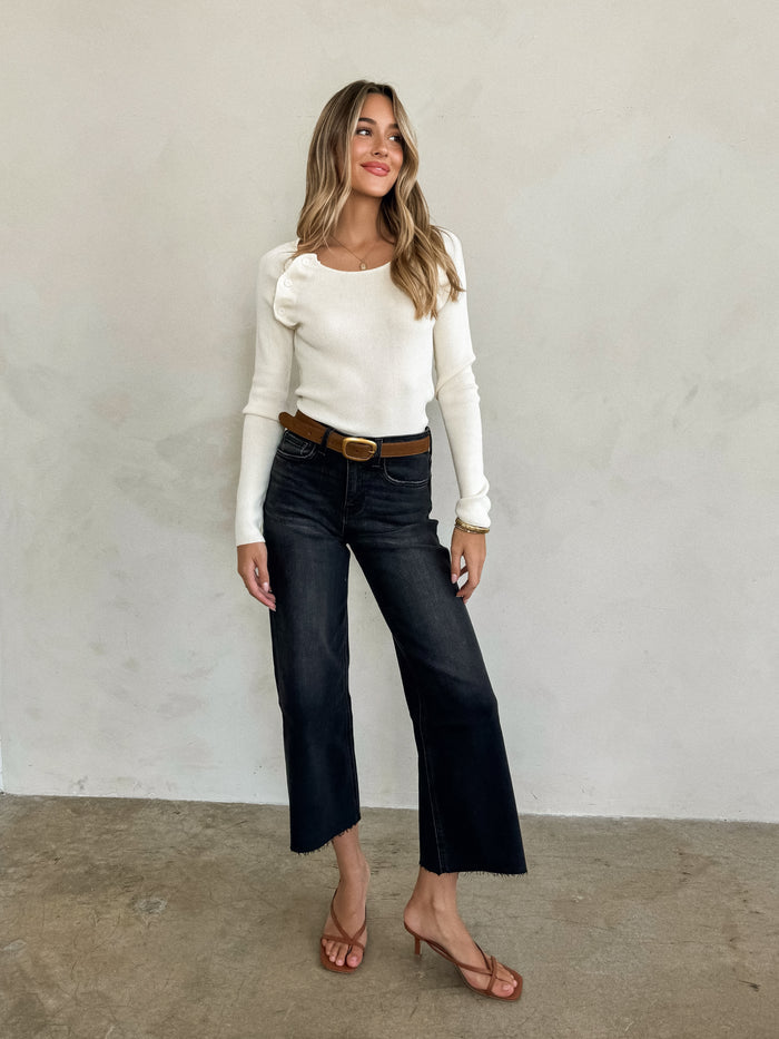 Mia Long Sleeve Knit Top in Cream - Final Sale - Stitch And Feather