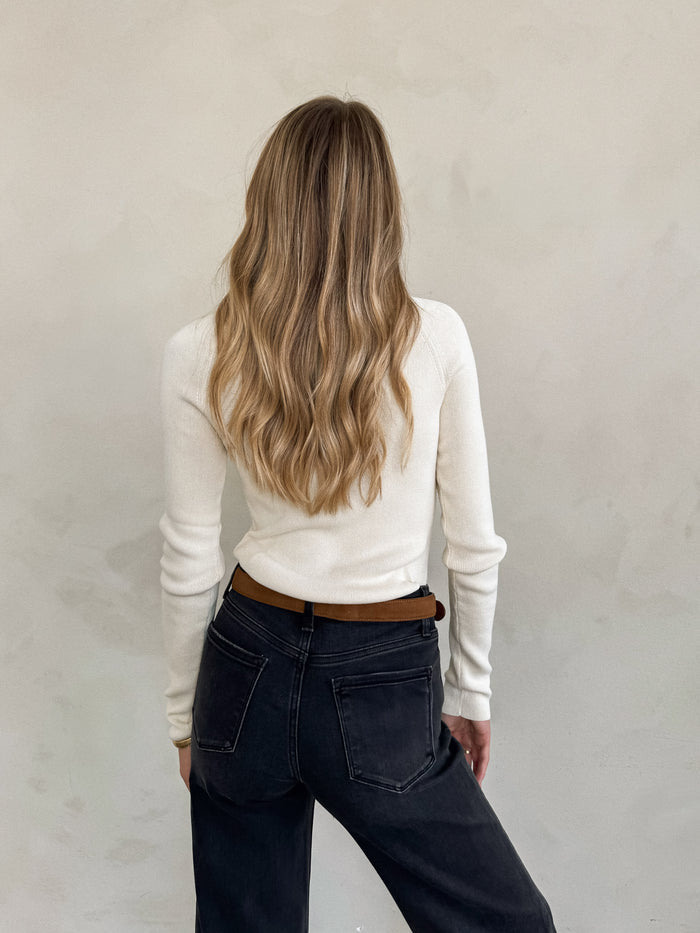 Mia Long Sleeve Knit Top in Cream - Final Sale - Stitch And Feather