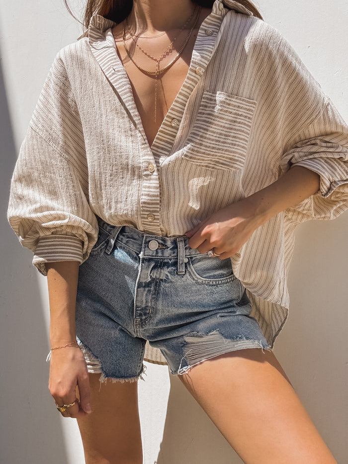 Micah Distressed Denim Shorts - Final Sale - Stitch And Feather