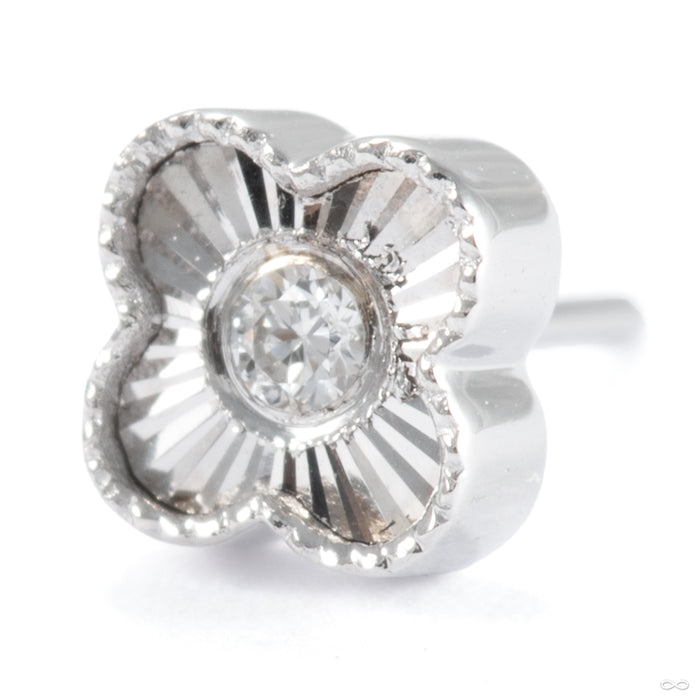 Millgrain Clover Ray Press-fit End in 14k White Gold with Diamond from Modern Mood