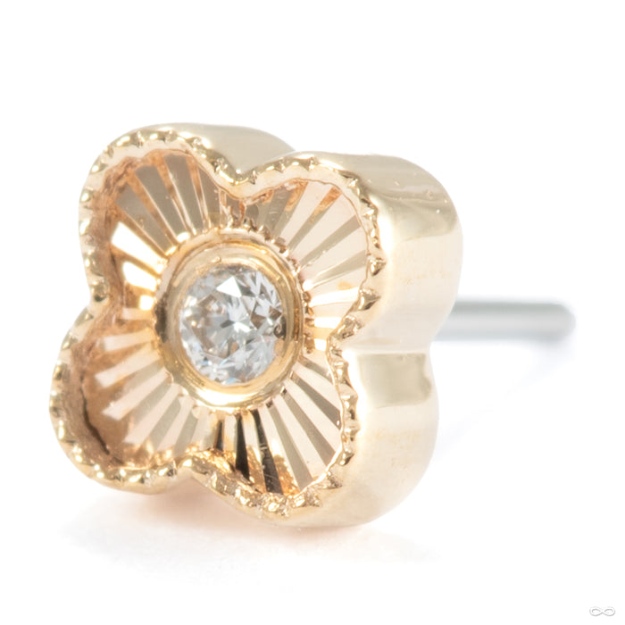 Millgrain Clover Ray Press-fit End in 14k Yellow Gold with Diamond from Modern Mood