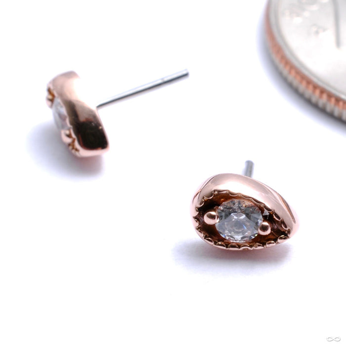 Millgrain Pear Press-fit End in Gold from LeRoi with clear cz
