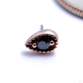 Millgrain Pear Press-fit End in Gold from LeRoi with black cz