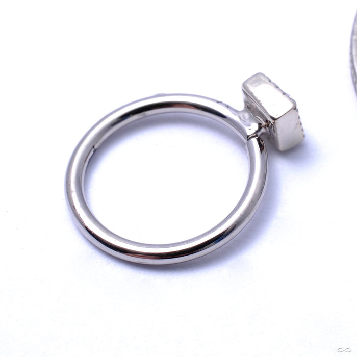 Millgrain Square Fixed Bead Ring in Gold from Scylla side view