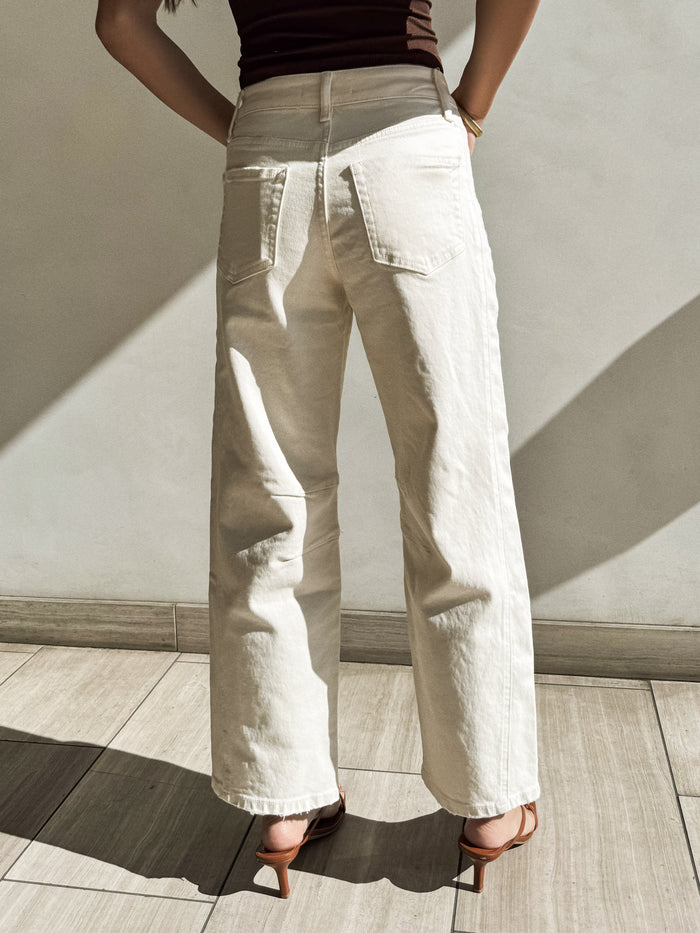 Milos Barrel Jeans in Ecru - Stitch And Feather