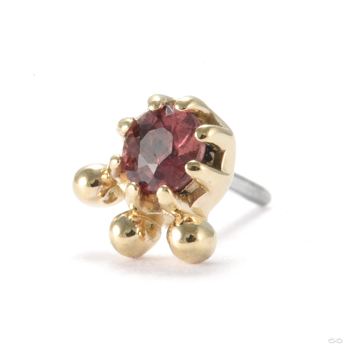 Mime Press-fit End in Gold from Sacred Symbols with red sapphire