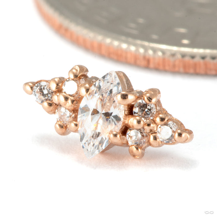 Mimosa Press-fit End in 14k Rose Gold with Clear CZ from Tawapa