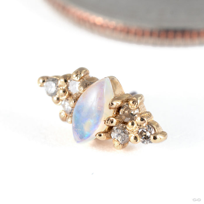 Mimosa Press-fit End in 14k Yellow Gold with Moonstone and Diamond from Tawapa
