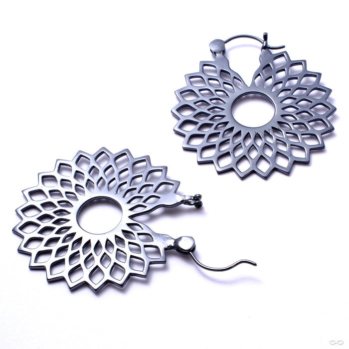 Mini Dahlia Earrings from Tawapa in Gun Metal