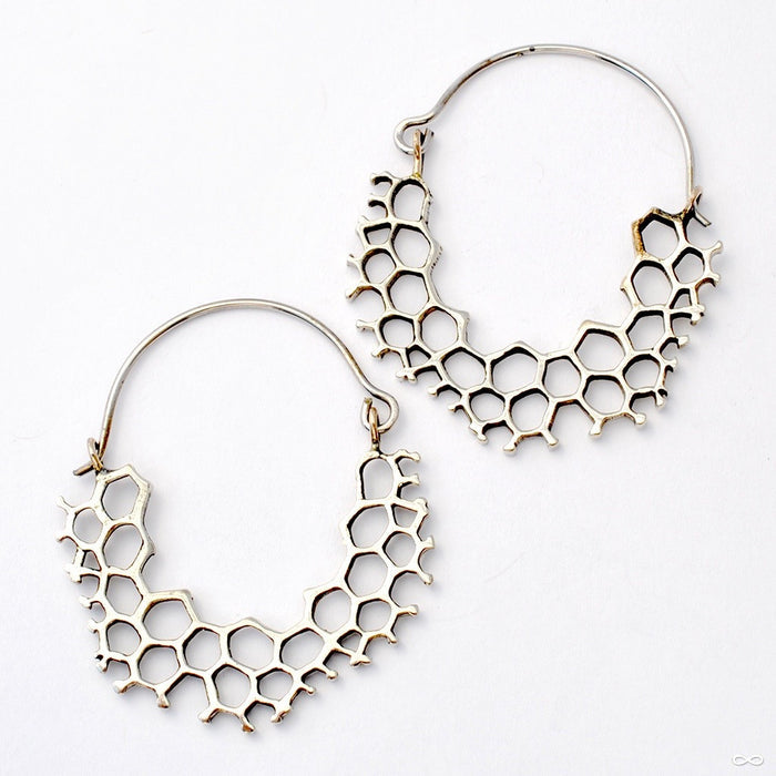 Mini Hex Hoop Earrings from Eleven44 in White Brass