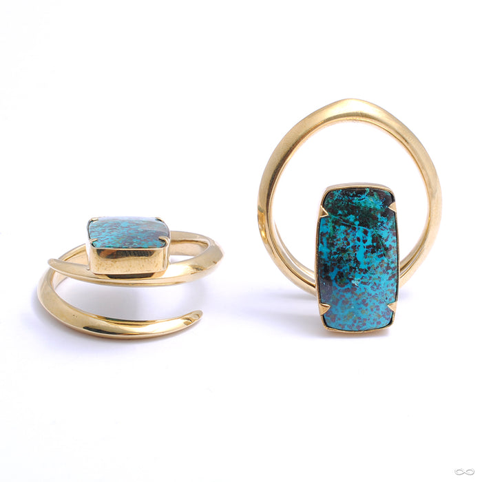 Mini Hoop Coils in Brass with Chrysocolla from Diablo Organics
