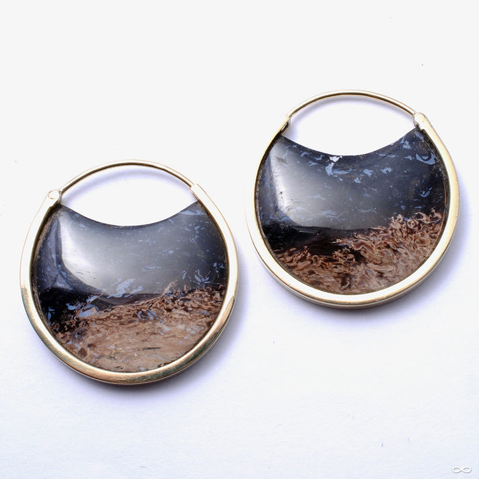 Mini Muse Earrings with Palm Root Agate from Buddha Jewelry in brass